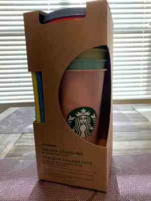 Starbucks Color Changing Reusable Cold Cup Tumbler Set: 5 Cups/ 5 Lids/ 5 Straws - Sold on eBay Oct, 29th 2019 for $52.00