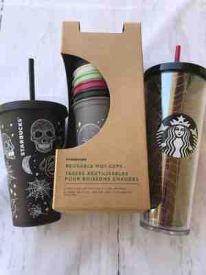 Starbucks Halloween 2019 Spider Web + Skull Tumbler + Reusable Cups Bundle Set - Sold on eBay Oct, 29th 2019 for $94.00