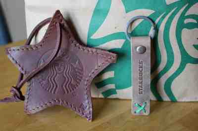 2018 STARBUCKS EMBOSSED LEATHER STAR ORNAMENT AND LEATHER KEYCHAIN SET - Sold on eBay Oct, 27th 2019 for $16.75