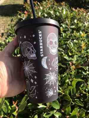 Starbucks Halloween Spooky Plastic Cold Cup Skull Pumpkin Spider 16 ounce NWT - Sold on eBay Oct, 27th 2019 for $30.00