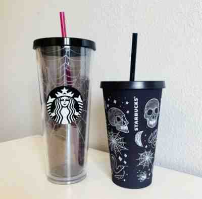 Starbucks Halloween Tumbler Set 3 Spider Web Tumblers & 3 Black Skull Tumblers - Sold on eBay Sep, 7th 2019 for $345.00