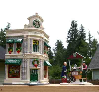 Starbucks Coffee Company 1995 Department 56 Snow Village Set Cart & Storefront - Sold on eBay Sep, 8th 2019 for $200.00