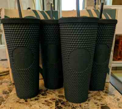 Set Of 4 Starbucks Fall 2019 Matte Black Studded Tumbler 24 Ounce Venti Cups - Sold on eBay Sep, 7th 2019 for $160.00