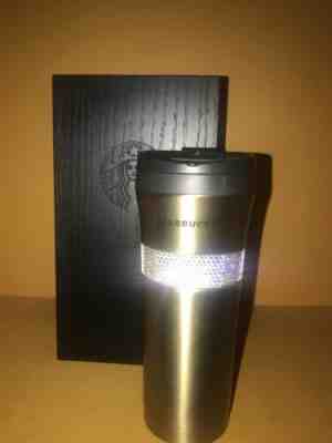 Starbucks Stainless Steel Tumbler Gold Swarovski 16oz 30 Anniversary Wooden Box  - Sold on eBay Aug, 14th 2019 for $159.00
