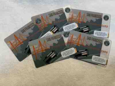 2009 Starbucks San Francisco Gift Cards Lot of 5 Golden Gate Bridge Trolly Car - Sold on eBay Oct, 25th 2019 for $152.00
