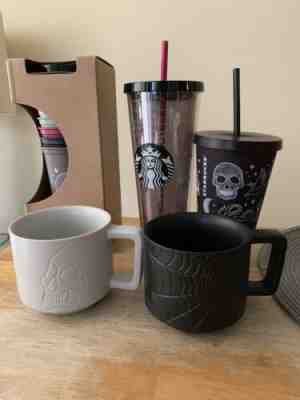 Starbucks Halloween 2019 Cup Lot Matte Skeleton Glitter Web Reusable Hot Cups - Sold on eBay Sep, 28th 2019 for $150.00
