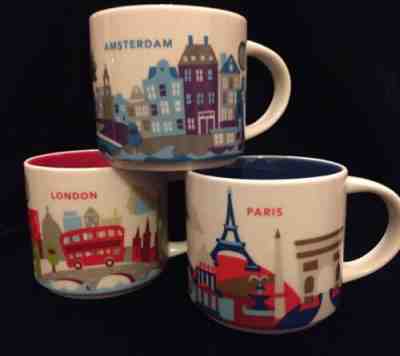 Starbucks London Paris Amsterdam YAH Mug Set You Are Here France England Neder