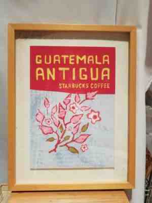RARE Framed STARBUCKS Coffee Vintage Sign Wall Art Decor Guatemala Antigua - Sold on eBay Aug, 30th 2019 for $149.97