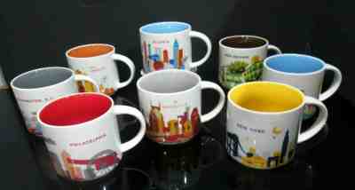 SET of 8 STARBUCKS YOU ARE HERE MUG/CUPS 7 CITY CUPS AND 1 STATE CUP NEW YORK 