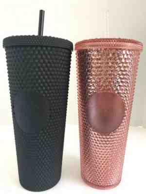 Fall 2019 Starbucks Black Studded Matte Summer Rose Gold Pink Tumblers Limited - Sold on eBay Sep, 28th 2019 for $135.00