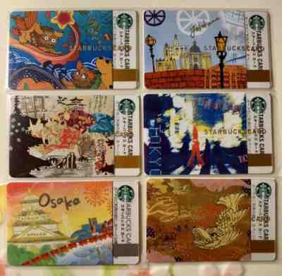 Set 6 Starbucks Japan 2010 City Cards Nagoya Yokohama Tokyo Osaka Kyoto Okinawa - Sold on eBay Nov, 9th 2019 for $134.50