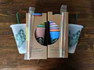 Starbucks COLOR CHANGING CUPS Marble Hot Cups 2 Mermaid Siren Cups 2 Pride Straw - Sold on eBay Aug, 28th 2019 for $132.84