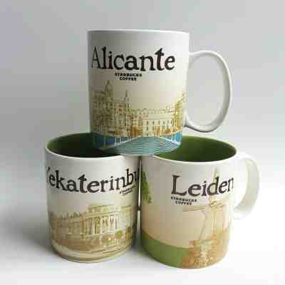 3 Original Starbucks City Mug 16 oz YEKETERIBURG, LEIDEN, ALICANTE, SHIP VIA DHL