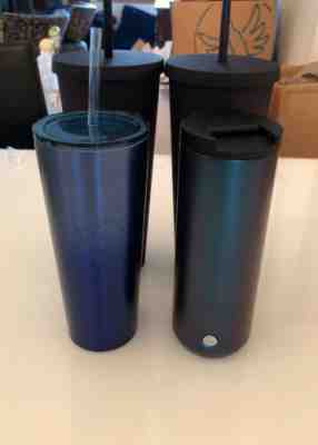 Starbucks 4xIridescent Black, Maroon Purple Acrylic Cold Cup 24 Oz 2019. New!