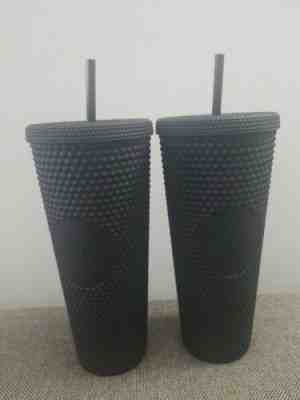 2 2019 Starbucks Black Spike Tumblers Limited edition Starbucks matte cups - Sold on eBay Oct, 3rd 2019 for $125.00
