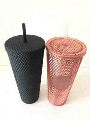 Starbucks Studded Black & Rose Gold Tumblers Set His & Hers Cups 24oz NEW - Sold on eBay Nov, 7th 2019 for $125.00