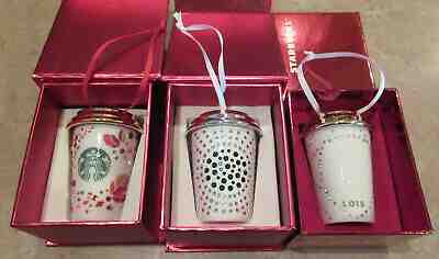 STARBUCKS NEW IN BOX SWAROVSKI CRYSTAL TO GO CUP ORNAMENTS 2013 2014 2015 LOT  - Sold on eBay Nov, 9th 2019 for $124.99