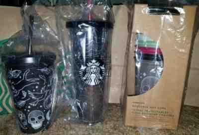 NEW Starbucks Halloween cups 2019 LOT of Matte Skeleton, Glitter Web, Hot Cups! - Sold on eBay Sep, 23rd 2019 for $122.50