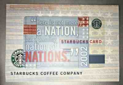 STARBUCKS Card - Walt Whitman Nations w/sleeve Mint 2002  - Sold on eBay Sep, 7th 2019 for $120.00