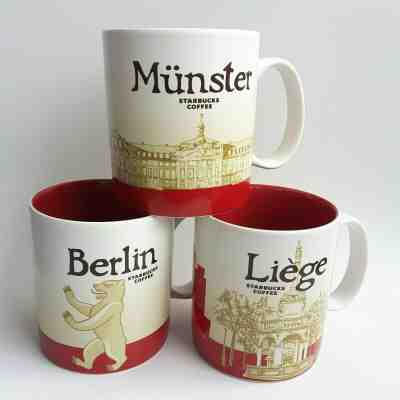 3 Original Starbucks City Mug 16 oz BERLIN VER 1, LIEGE, MUNSTER, DHL EXPRESS