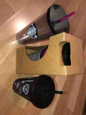 Starbucks Spiderweb Halloween Tumbler  & Skull & Reusable Hot Cups Triple Lot!! - Sold on eBay Oct, 6th 2019 for $117.50