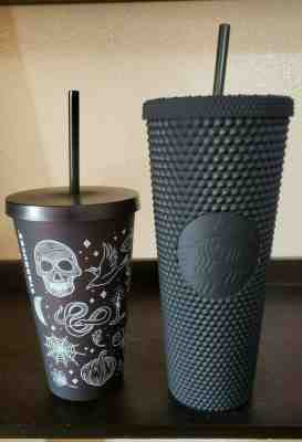 Halloween 2019 Starbucks Matte Black Studded & Skull Tumbler Cup Limited Edition - Sold on eBay Nov, 10th 2019 for $110.00