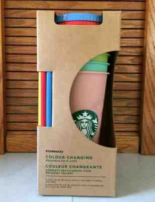Starbucks Color Changing Reusable Cold Cup Tumbler Set: 5 Cups/ 5 Lids/ 5 Straws - Sold on eBay Sep, 22nd 2019 for $105.00