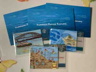 3 x Starbucks Australia 2005 Sydney Bridge, Melbourne Tram, Beach Card w/Sleeves - Sold on eBay Nov, 9th 2019 for $104.72