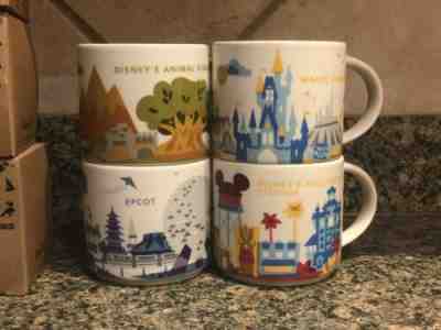 4 Disney World Starbucks You Are Here Coffee Mug Cups 14 Oz - Sold on eBay Aug, 26th 2019 for $102.50