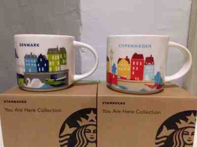 Starbucks Denmark & Copenhagen You Are Here Mugs New Box & Sticker YAH NWT SKU