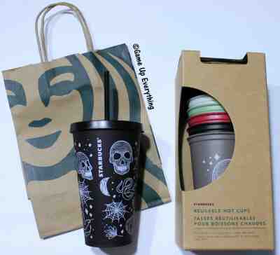STARBUCKS Halloween 2019 Matte Skeleton Tumbler and 6 Hot Cup Set NEW - Sold on eBay Oct, 11th 2019 for $100.00