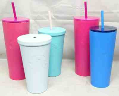 Lot of 5 Starbucks Metal Tumbler Venti 24oz + Pink Blue Teal w/ Straws - Sold on eBay Aug, 28th 2019 for $99.99