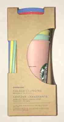 Starbucks Color Changing Reusable Cold Cups Pack of 5 w/ Lids & Straws 24 oz - Sold on eBay Aug, 28th 2019 for $99.99