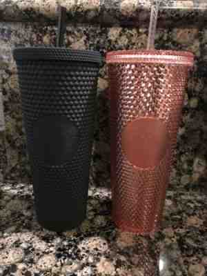 Starbucks Black Matte & Rose Gold Studded Tumblers Set His & Hers Cups 24oz NEW - Sold on eBay Sep, 27th 2019 for $99.99