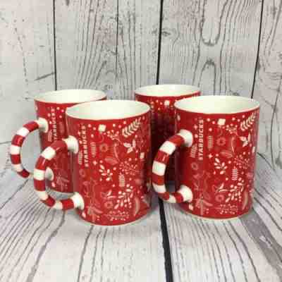LOT OF 4 NEW Starbucks 2018 Holiday Christmas Red Pattern Stripe Coffee Mugs - Sold on eBay Sep, 29th 2019 for $99.99