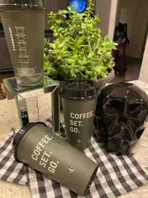 3 Starbucks 2019 Reusable Midnight Green Coffee Set Go Hot Cup 10oz - Sold on eBay Nov, 12th 2019 for $15.00