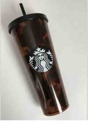 New Starbucks Tortoise Shell Mocha Swirl Venti 24oz Cold Cup Tumbler W/Straw - Sold on eBay Nov, 12th 2019 for $43.95