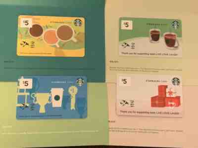 Rare Starbucks 2011 2013 Co-Branded 4 Cards Team Live Love Laugh W/ Sleeves - Sold on eBay Nov, 11th 2019 for $49.00