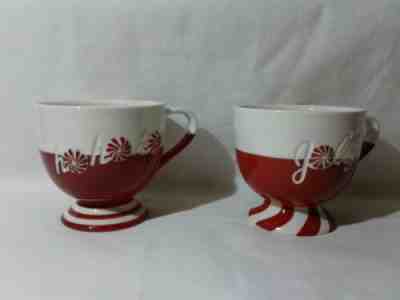 2 Starbucks Christmas Coffee Mug Cup HOHOHO/JOLLY Peppermint Holiday 2007 - Sold on eBay Nov, 11th 2019 for $15.00