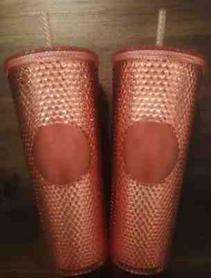Set Of 2 Starbucks 2019 Rose Gold Pink Iridescent Venti Jeweled 24oz Tumbler NEW - Sold on eBay Nov, 14th 2019 for $99.00