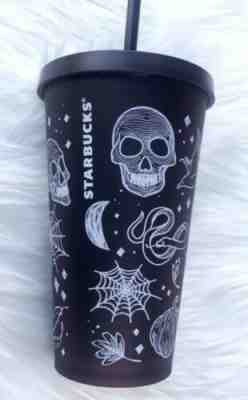 Starbucks 2019 Halloween Skull Tumbler Black Dark Purple 16 Oz Cup - Sold on eBay Nov, 13th 2019 for $46.00