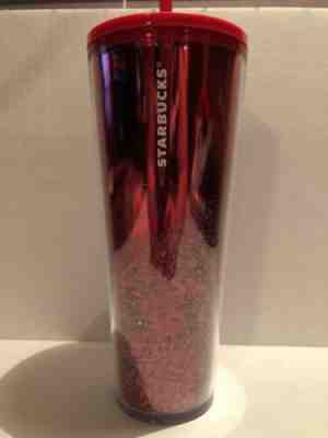 STARBUCKS 2019 Holiday Limited Edition Red Cascading Glitter Tumbler 24 oz Venti - Sold on eBay Nov, 13th 2019 for $21.99