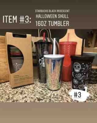 Starbucks Holiday Halloween 2019 Black Skull Tumbler Iridescent 16oz - Sold on eBay Nov, 13th 2019 for $46.00