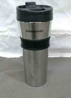 Starbucks Coffee stainless silver with Black grip Cup Travel Tumbler 16 Oz  - Sold on eBay Nov, 13th 2019 for $19.99