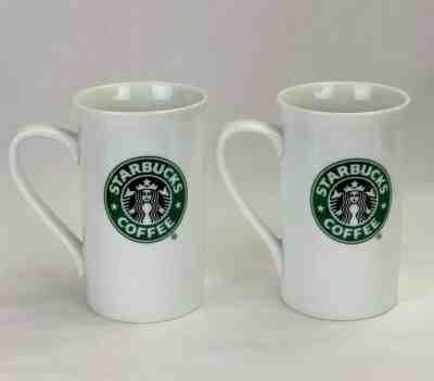 2 STARBUCKS 2006 White w/Siren Mermaid Logo 5" TALL Coffee/Latte Cup/MUGS 12 oz  - Sold on eBay Nov, 13th 2019 for $28.99