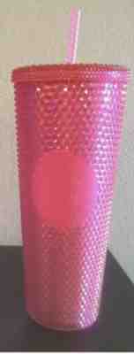 NEW STARBUCKS Neon Pink Studded Cold Cup Tumbler WINTER HOLIDAY 2019 24 oz - Sold on eBay Nov, 13th 2019 for $23.00