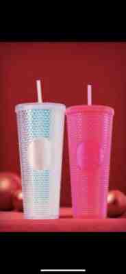 2 Starbucks Holiday 2019 Venti Studded Tumblers Cups Platinum Neon Pink NEW - Sold on eBay Nov, 13th 2019 for $59.99