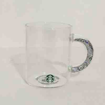 Starbucks Glitter Handle Glass Mug 2019 Holiday Cup Holographic Rainbow Holo - Sold on eBay Nov, 13th 2019 for $35.00