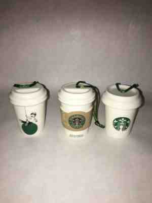 Starbucks  Lot Of Three Ceramic Tumblers   Christmas Ornaments . - Sold on eBay Nov, 13th 2019 for $24.99