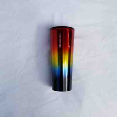 Starbucks 24oz Stainless Steel Rainbow Tumbler  with straw - Sold on eBay Nov, 13th 2019 for $19.00